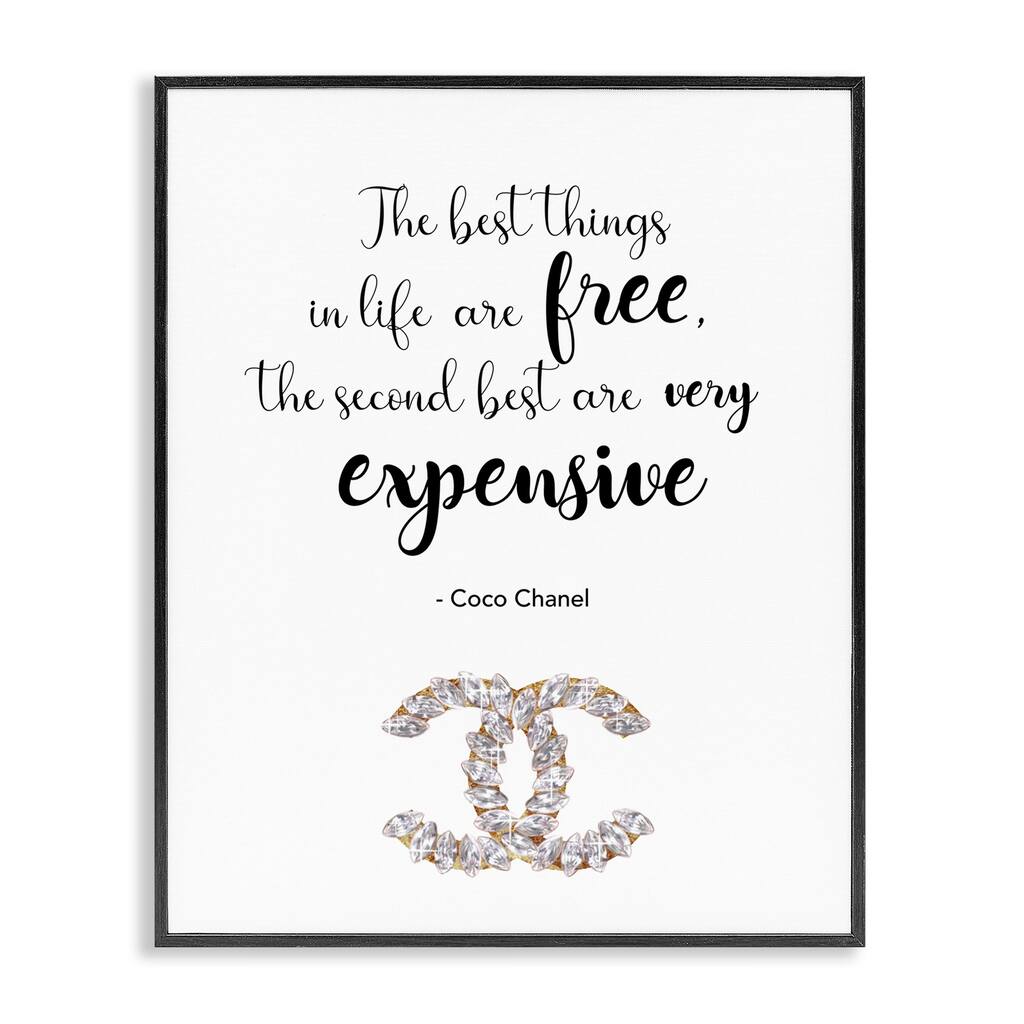 Stupell Second Best Things In Life Quote Fashion Brand Glam Text Framed Wall Art - Black