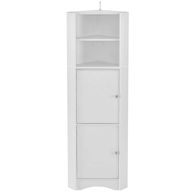 DFStudio - Tall Bathroom Corner Storage Cabinet with Adjustable Shelves, MDF