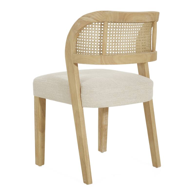 Christopher Knight Home - Minimalist 19.25"W Wood Dining Chairs Set with Hand-Woven Curved Backrest & Upholstered Seat