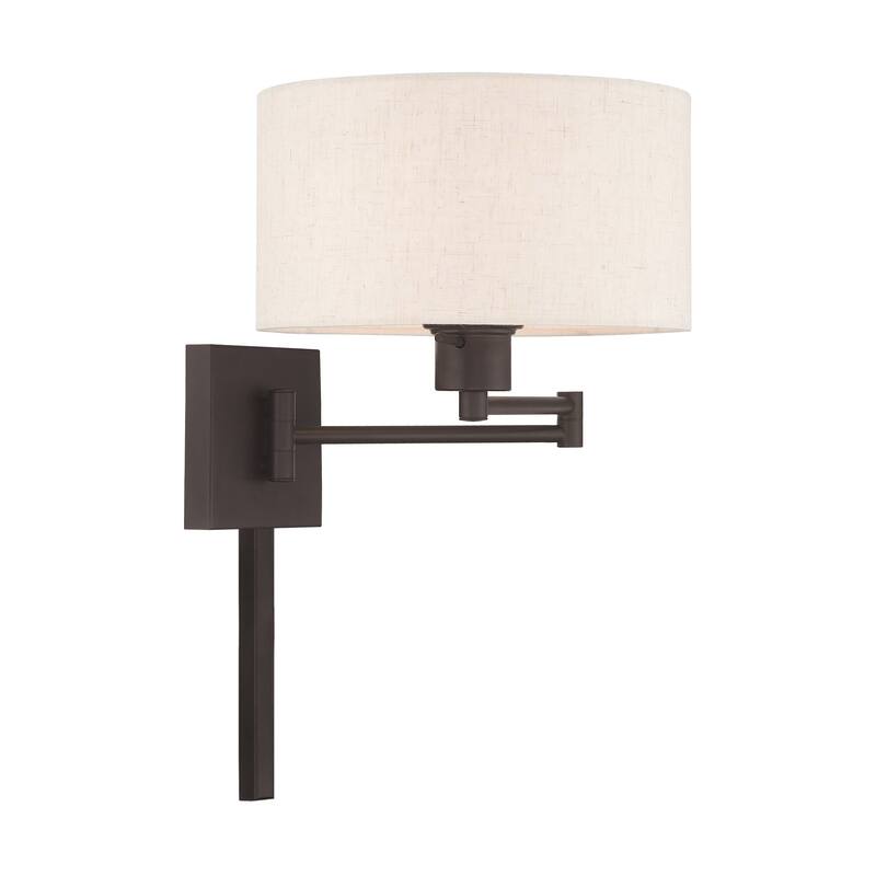 Livex Lighting 1-Light Drum Shade Swing Arm Wall Lamp, 40037