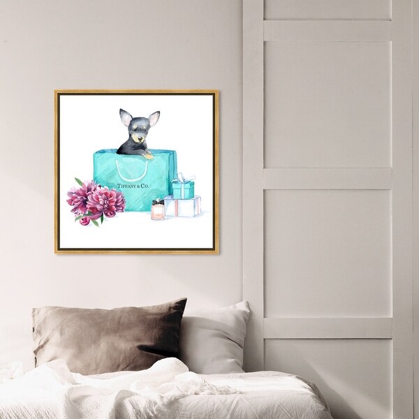 Oliver Gal 'acqua chic chihuahua' Animals Wall Art Framed Canvas