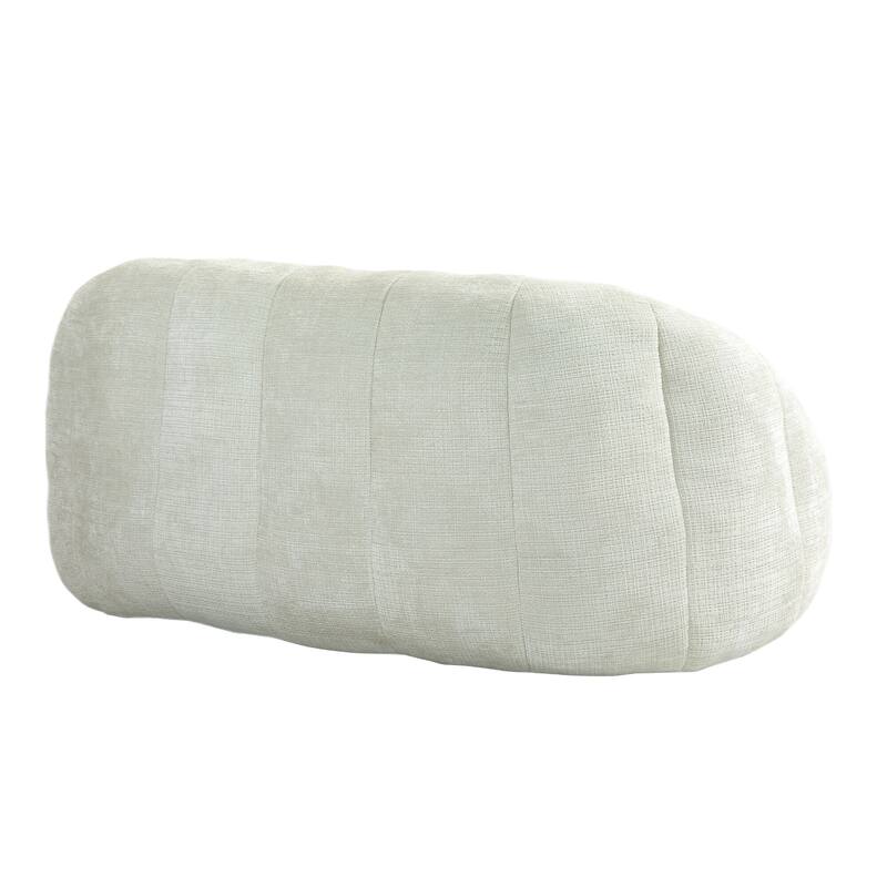 White Modern 63.78" Chenille Upholstered Lounge Chair with High Density Foam Filling and Pillows