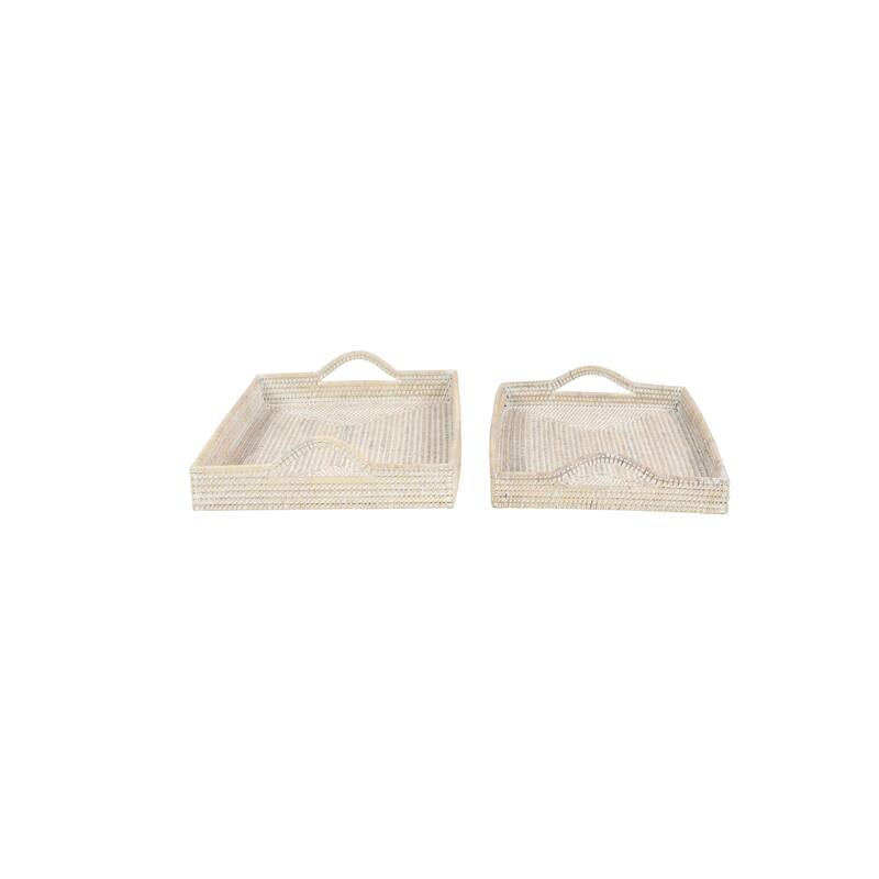 Rattan Living Room Decor Tray - Set of 2 Cream - Roche River Decor