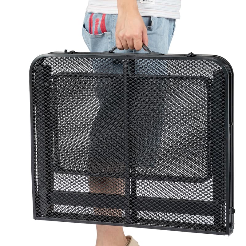 Black Portable Picnic Table With Wing Panels and Adjustable Height Perfect for Outdoor Events