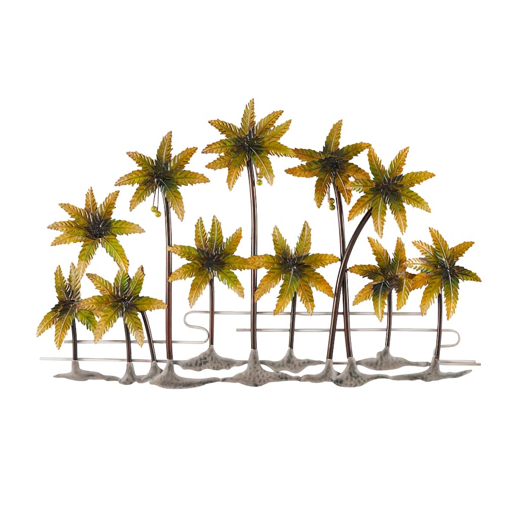 Metal Tree Indoor Outdoor Palm Tree Wall Decor - Green - Roche River Decor