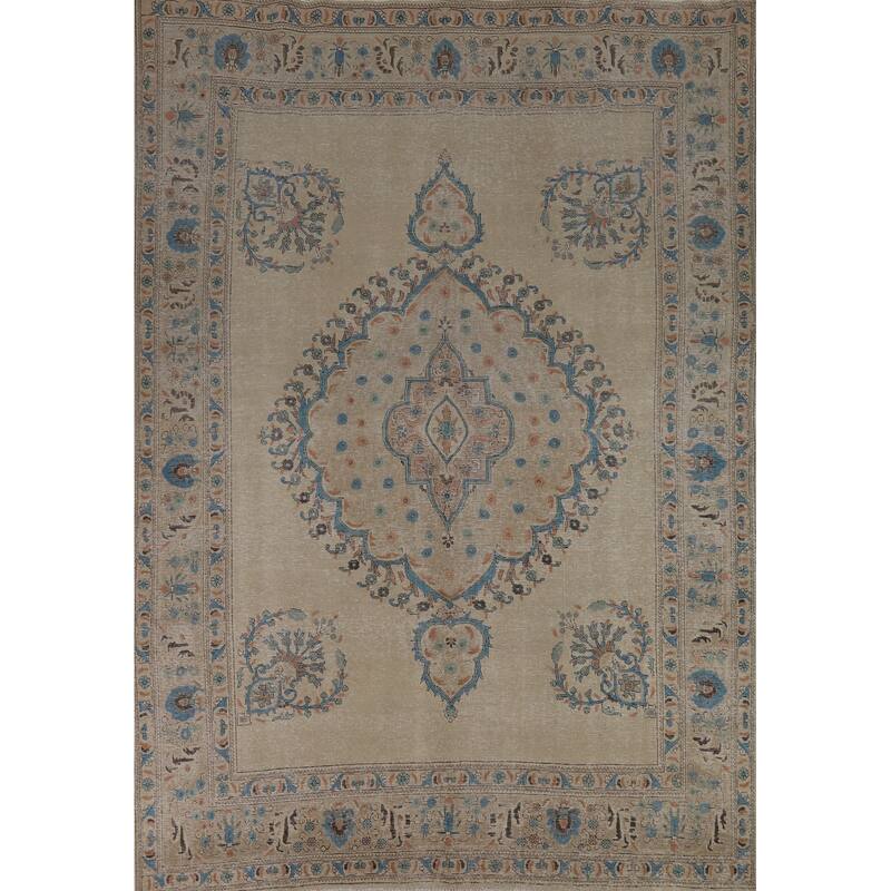 Medallion Tabriz Persian Area Rug Hand-Knotted Wool Carpet - 8'2"x 10'10"