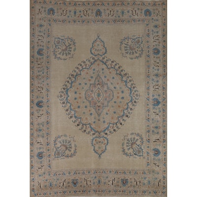 Medallion Tabriz Persian Area Rug Hand-Knotted Wool Carpet - 8'2"x 10'10"