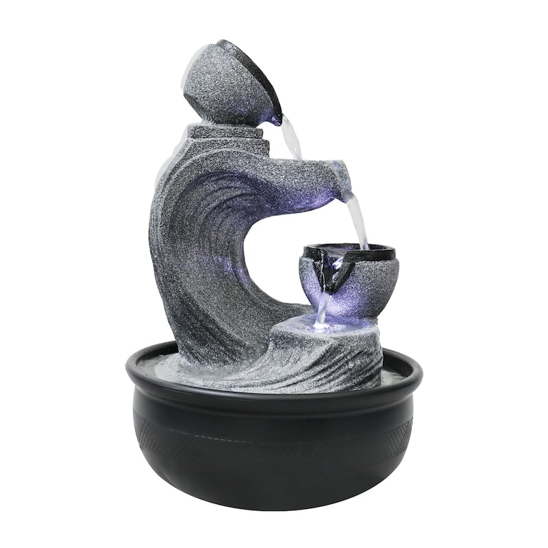 15.7"H Indoor Relaxation Tabletop Water Fountain Feature Desktop Waterfall Fountains