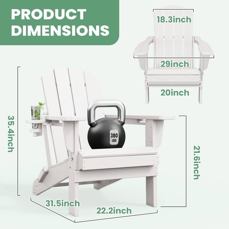 Foldable HDPE Adirondack Chair with Dual Cup Holders