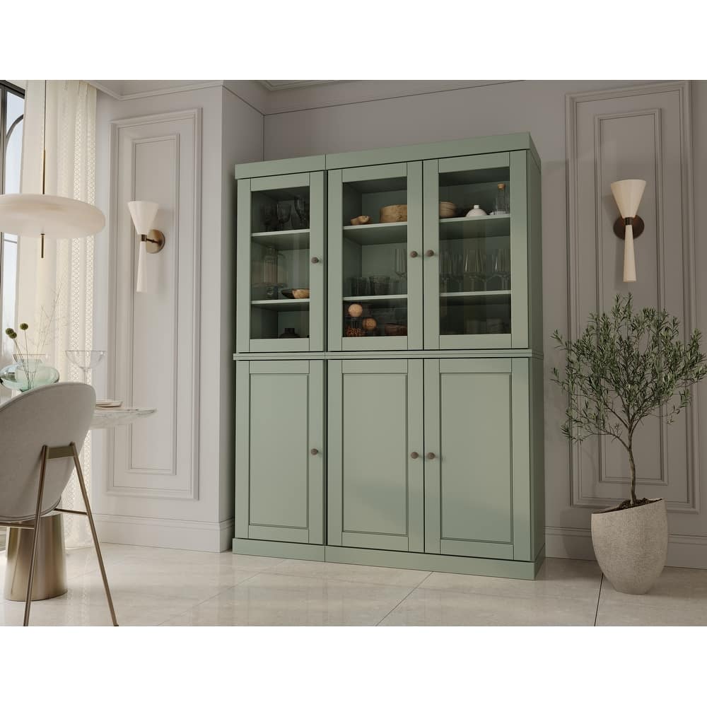 Palace Imports 100% Solid Wood Pantry China Cabinet, Raised Panel & Clear Glass Doors, 48.5" Wide, 71.5" Tall - 48.5" x 71.5"