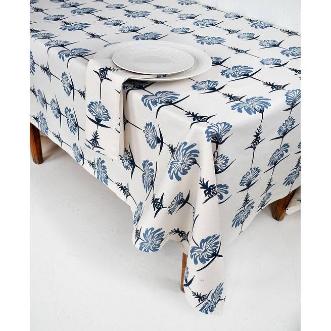 French Home Tropical Garden 59" x 98" Tablecloth - Indigo and Sky