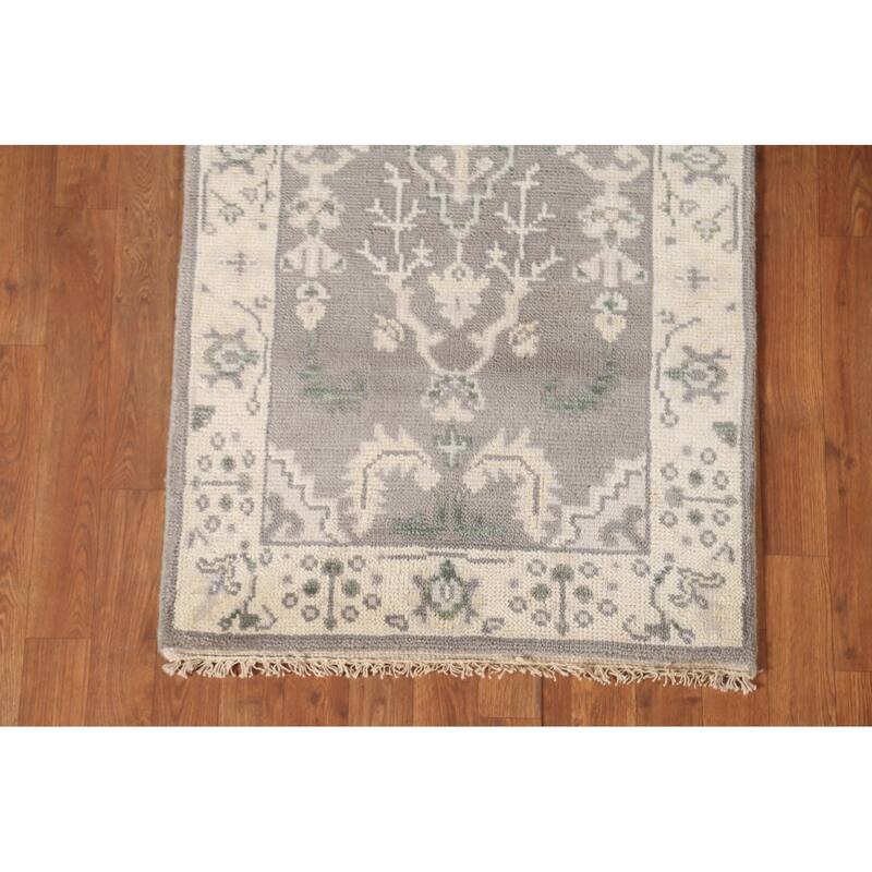 Oushak Oriental Runner Rug Hand-Knotted Wool Carpet - 2'7"x 11'8"