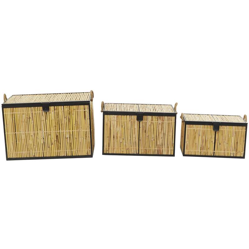 Rattan Handmade Nesting Decorative Trunk - Set of 3 Light Brown - Roche River Decor - Light Brown