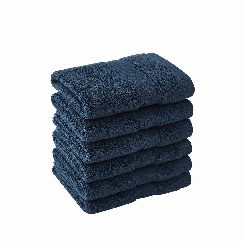 Royal Velvet Regal Plush Towel Collection - 6 Hand Towels - Dark Blue