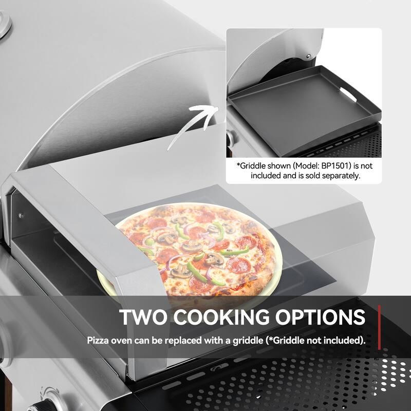 Royal Gourmet Premium Gas Grill and Pizza Oven Combo with Side Burner
