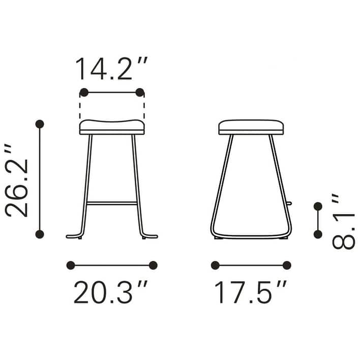 Barstool (Set of 2) - 20.3" W x 17.5" D x 30.5" H