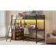 preview thumbnail 7 of 10, Twin Loft Kids Bed Frame with Desk, LED Light, USB, Shelves & Drawers, Black