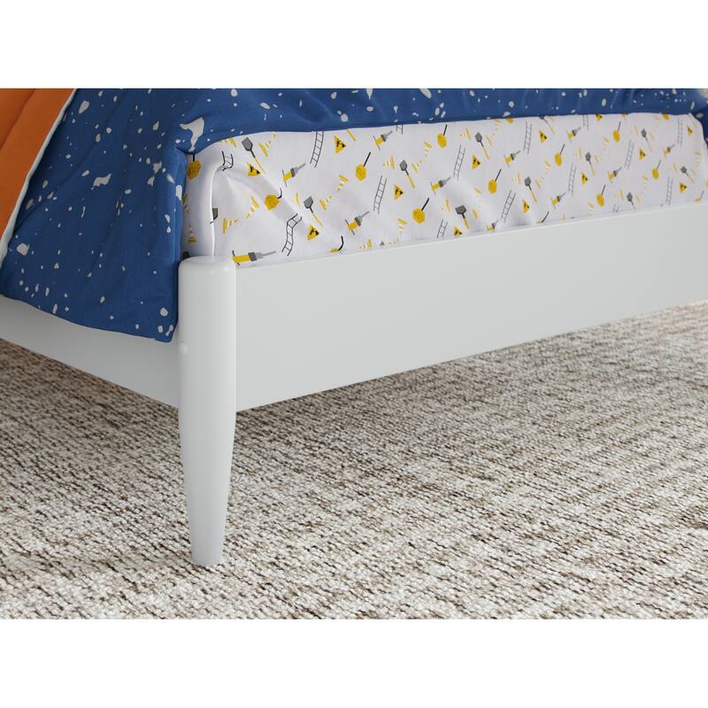 Solid Wood Low Profile Platform Bed - Twin Size, White Finish