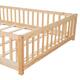 Twin/Full/Queen size Floor Platform Bed with Fence and Door for Kids, Toddlers