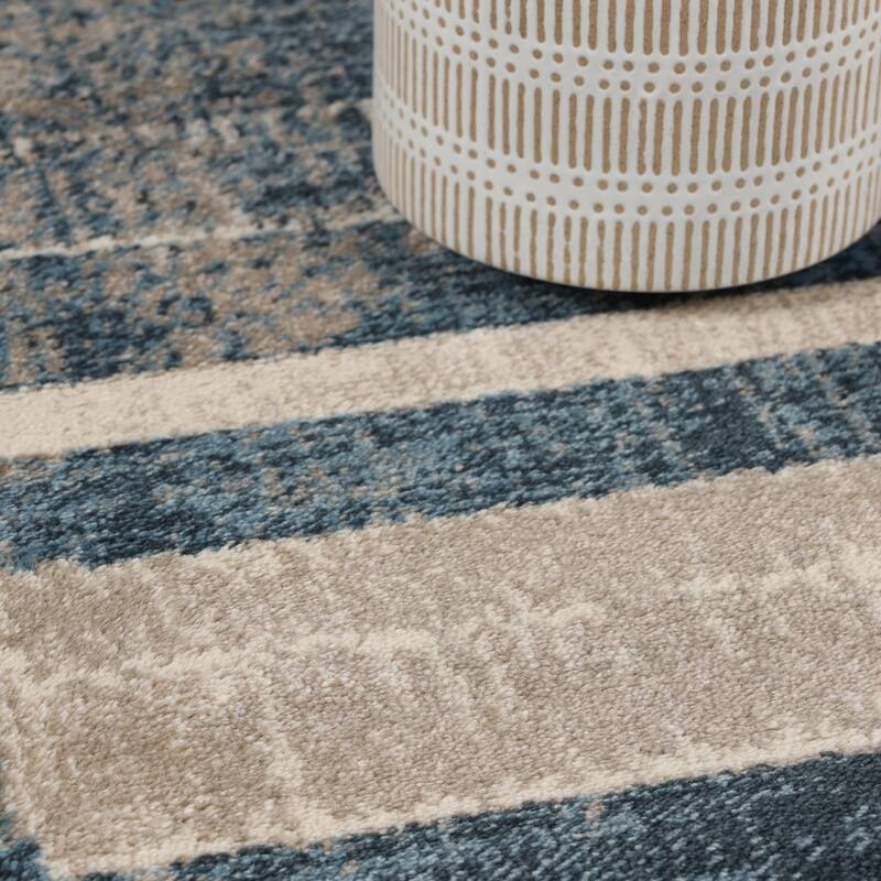Modern Farmhouse Wide Striped Indoor Runner or Area Rug by Superior