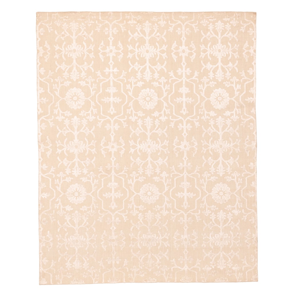 ECARPETGALLERY Hand Loomed Elysian Beige, Ivory Viscose, Wool Rug - 6'8 x 8'1