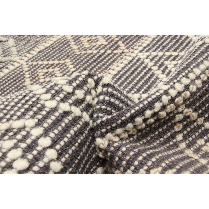 ECARPETGALLERY Braid weave Sienna Grey Wool Rug - 5'1 x 8'2