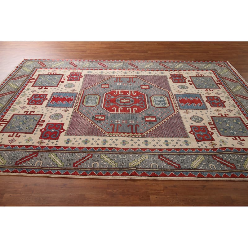 Kazak Area Rug Hand-Knotted Oriental Wool Carpet - 6'10" x 10'2"