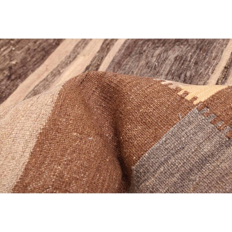 ECARPETGALLERY Flat-Weave Boho Brown Wool Kilim - 5'0 x 6'7
