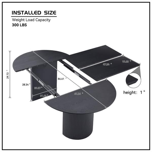 Solid Top Kitchen Oval Expandable Dining Table