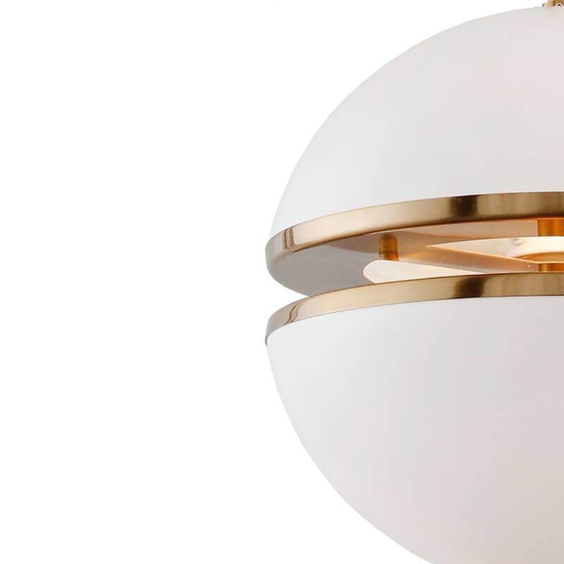 4 Light Globe Pendant in White Acrylic and Shining Brass finish - White Acrylic