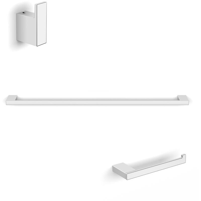 WS Bath Collections Evo 3 Piece Bathroom Package with Towel Bar, Robe - Polished Chrome