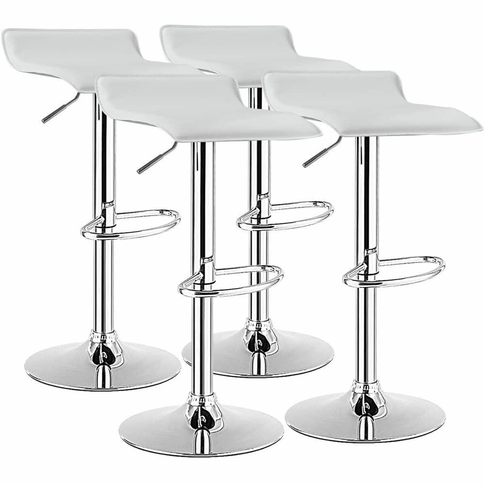 Gymax Set of 4 Swivel Bar Stool PU Leather Adjustable Kitchen Counter - See Details
