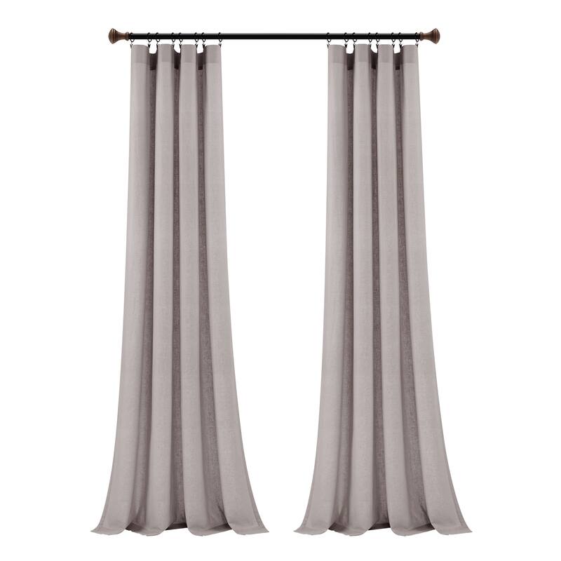 Lush Decor Belgian Flax Prewashed Linen Rich Cotton Blend Window Curtain Panel Single