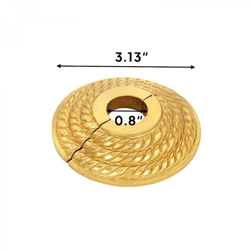 Radiator Flange Brass Finish Coated Aluminum Triple Roped Style 1/2" (IPS) 0.8" ID - 3.13" OD Renovators Supply