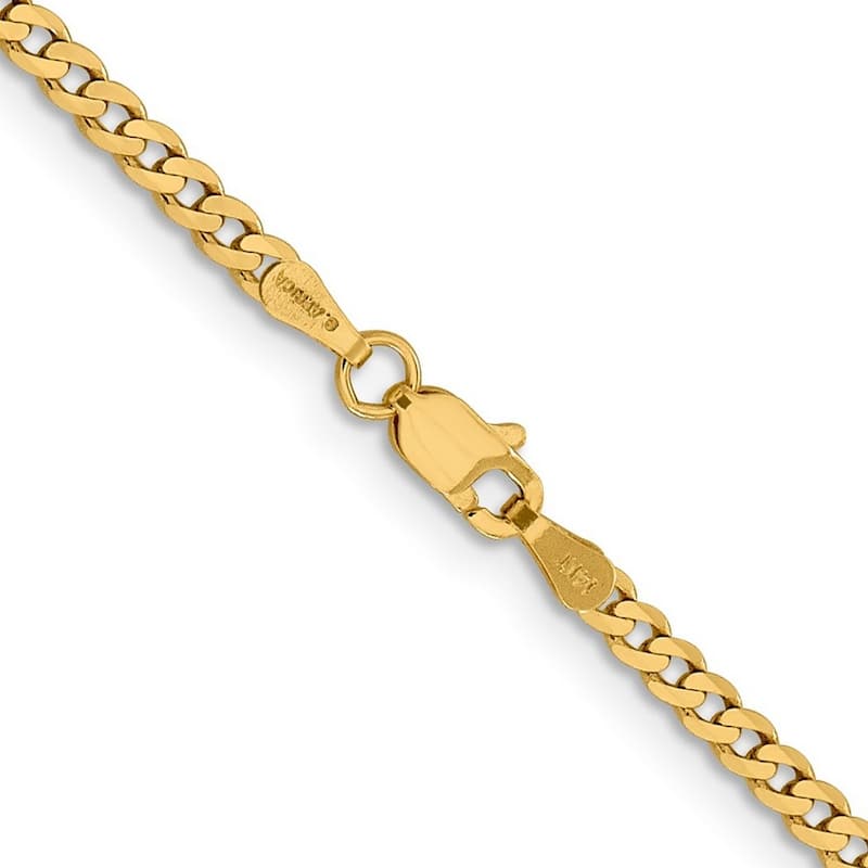 Curata 14k 2.3mm Beveled Curb Chain Bracelet 8 Inch Jewelry Gifts for Women