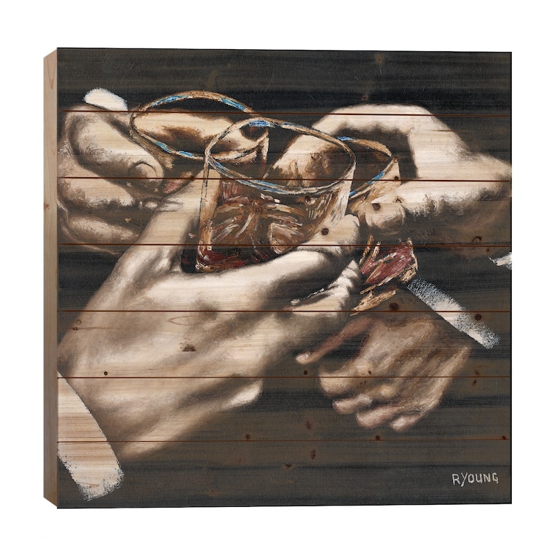 Cheers Print On Wood by Richard Young - Multi-Color - 26x26x1.5
