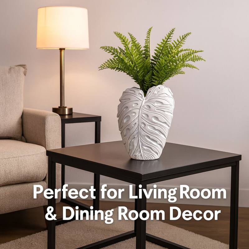 Aria Home White Poly resin Textured Vase Modern Contemporary Decor