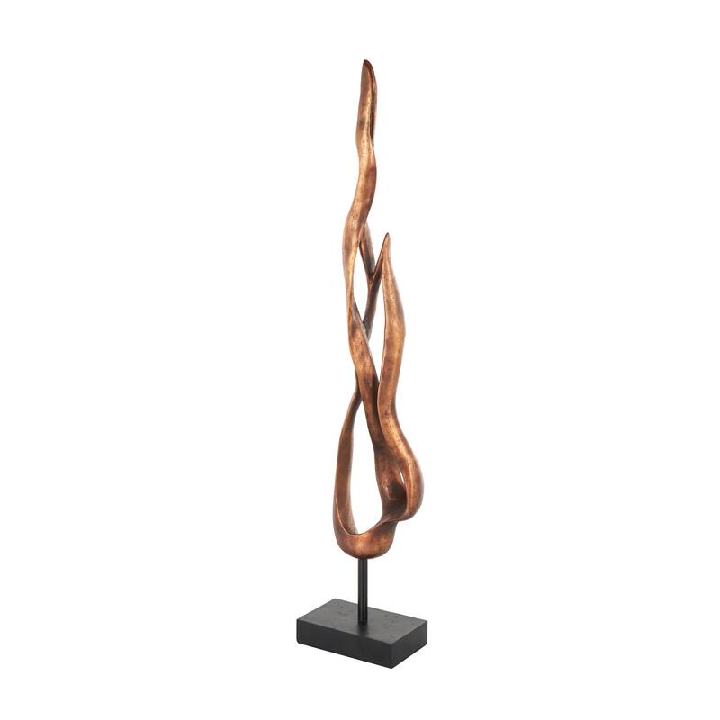 Bronze Polystone Handmade Abstract Decorative Sculpture with Rectangle Black Base