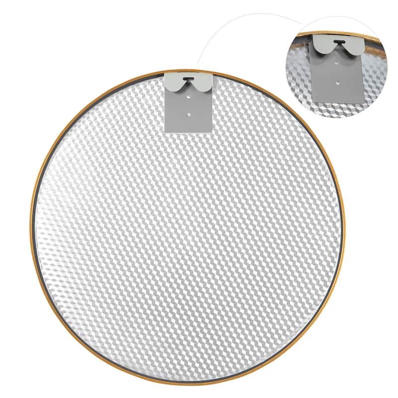 HomeRoots 31" Gold Metal Round Framed Accent Mirror - 31.00 in. x 31.00 in. x 1.10 in.