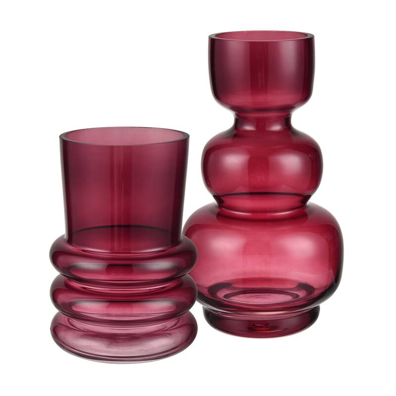 Elk Home Oria Maroon Finish Glass 5.5 Inch Wide Vase