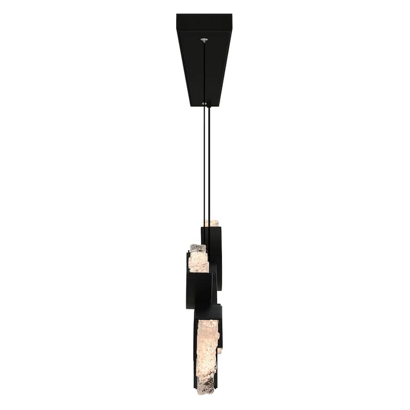Moon Integrated LED 54in Black Chandelier with Handcrafted Glass