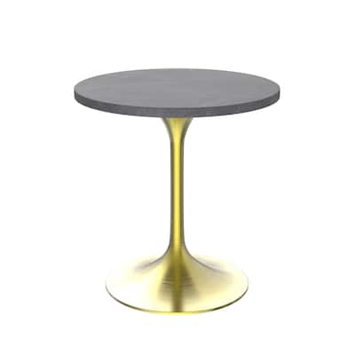 LeisureMod Verve 27" Round Dining Table with Sintered Stone TableTop and Brushed Gold Base for Kitchen & Dining Room
