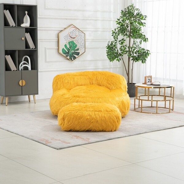Bean Bag Sofa Chair & Footrest Stool Set,Lazy Sofa for Living Room