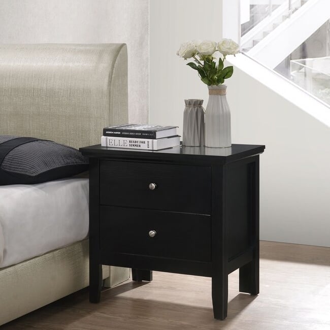 Primo Transitional Wood 2-drawer Nightstand Table
