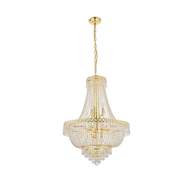 Elegant Lighting Gold 24-inch Royal-cut Crystal Clear Hanging 12-light Chandelier