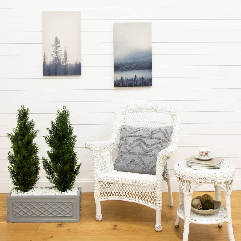 3ft. Artificial Cedar Pine Tree UV Resistant (Indoor/Outdoor) - Set of 2 Petite Holiday X-Mas Accents