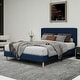preview thumbnail 9 of 91, Caxkun Upholstered Platform Bed Frame with Wingback headboard Blue - Queen