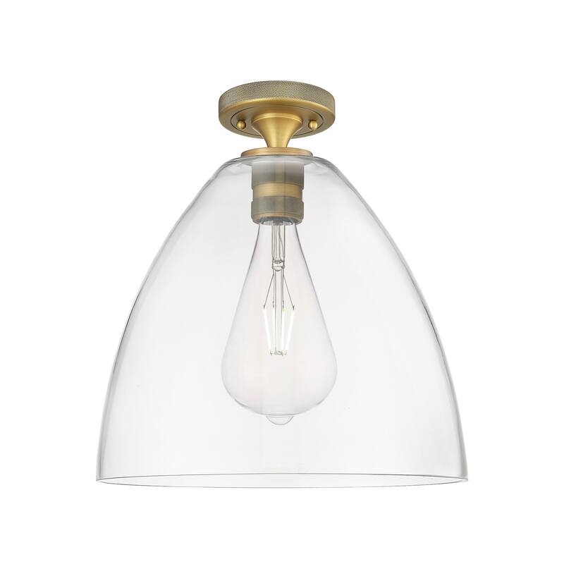 Innovations Lighting 434-1F-10-12 Crown Point Flush Dome Crown Point - Brushed Brass / Clear
