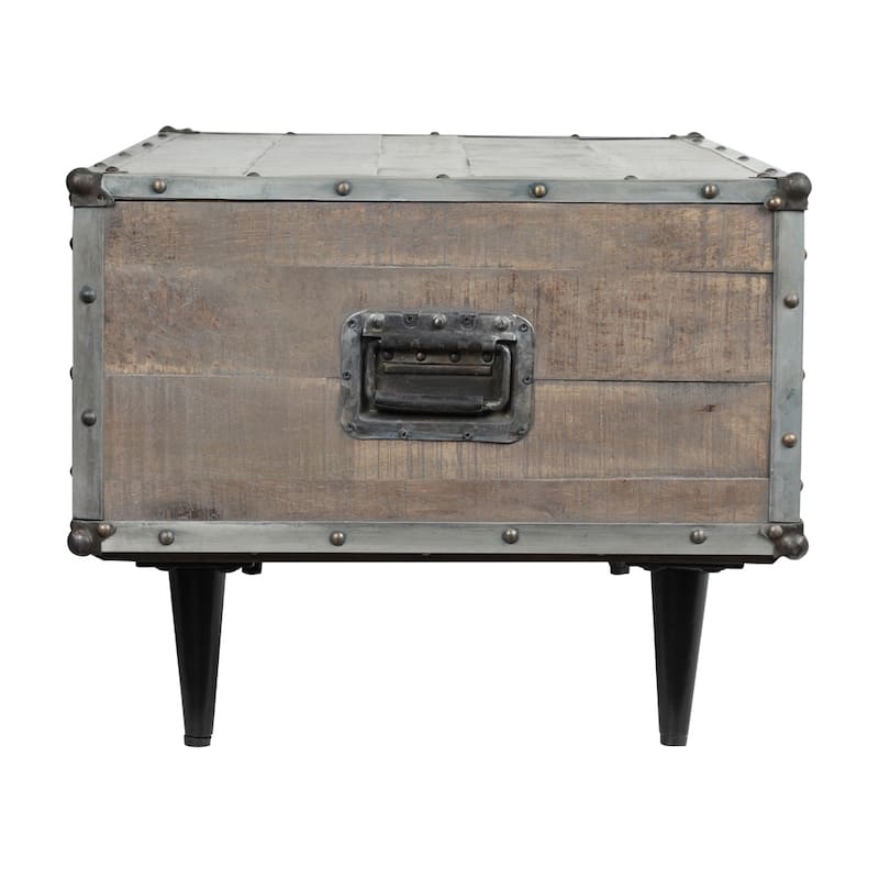 ExBrite Solid Wood End Table Gray Wash Finish