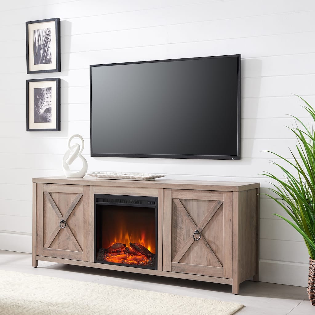 Granger 58" TV Stand with Log Fireplace Insert